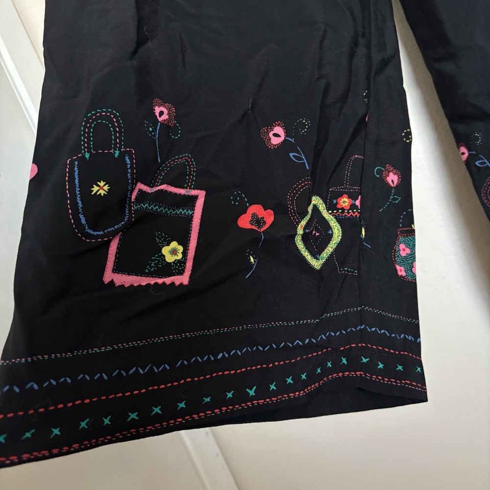 Hot Cotton by Marc Ware Spring Theme Black Wide Leg Pants Size Large Palazzo - Picture 5 of 11